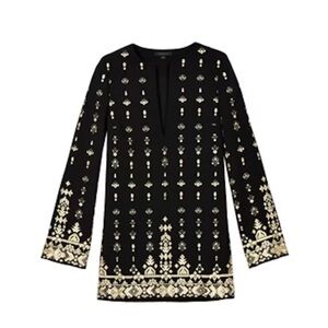 Rachel Zoe Kayt Bohemian Black Gold Shift Dress 4